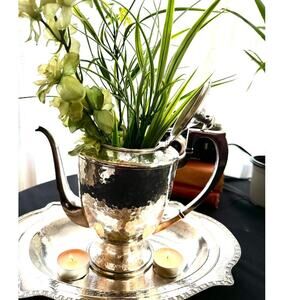 Vintage Art Deco BRG hammered nickel Silver Plated coffee pot